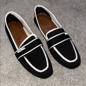 Nautica Women’s Black and White Slip-On Flats